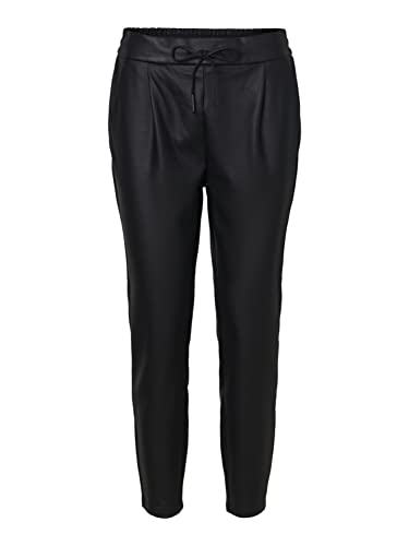 VERO MODA Damskie spodnie Vmeva Mr String Coated P Ga Petite Noos PU, czarny, M x 28L