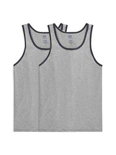 Fruit of the Loom Męskie bawełniane t-shirty i tank topy (S-4xl) koszula, tank-2-pak-szary wrzosowy, XL, Zbiornik – 2-pak – szary wrzosowy, XL