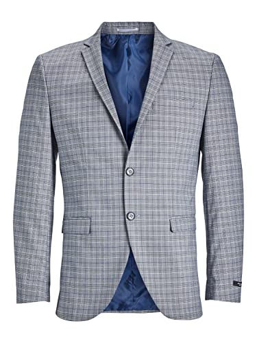 JACK & JONES Męska marynarka Jprsolaris Check Blezer Sn, Niebieski poziom/kontrola: super slim fit, 48