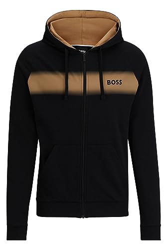 BOSS Męska kurtka Authentic Jacket H Regular-Fit bluza z kapturem z bawełny ekologicznej z logo, czarny (Black1), L