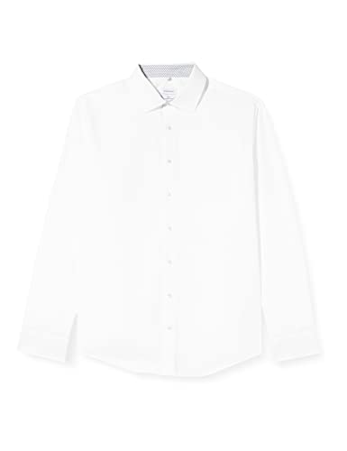 Seidensticker Męska koszula biznesowa – krój slim fit – nie wymaga prasowania – kołnierz Kent – długi rękaw – 100% bawełna, biały, 45