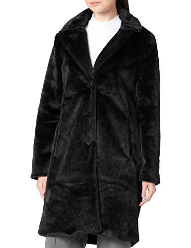 TOM TAILOR Damski Płaszcz o wyglądzie futra 1033699, 14482 - Deep Black, S