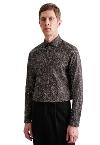 Seidensticker Męska koszula slim fit z długim rękawem, ciemnozielony, 39