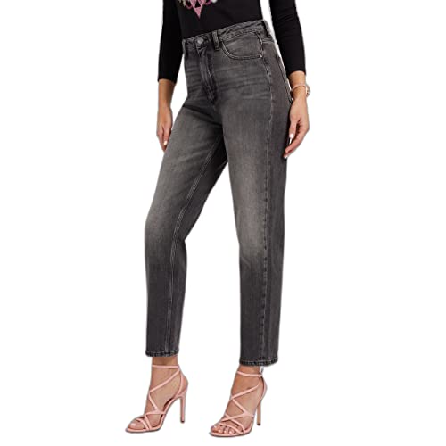 Guess Spodnie damskie dżinsy 5 kieszeni Mom Jean W2YA21D4QD2, prawdziwy szary, 32
