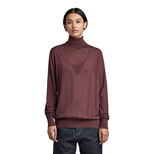 G-STAR RAW Damski sweter z dzianiny Core Roll Neck Knitted, Fioletowy (Vineyard Wine D21961-d166-d303), XL