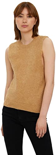 VERO MODA Damski Vmolina Sl O-Neck Vest Noos Top, Tan/Szczegóły: melanż, XS