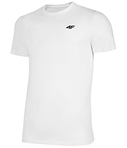 4F T-shirt męski, biały, XL