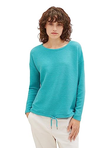 Bluza damska TOM TAILOR ze strukturą i sznurkiem, 10426-letni turkusowy, XL