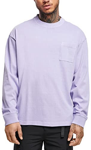 Urban Classics Męska koszulka z długim rękawem z pigmentem, lawendowy, 3XL