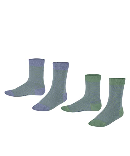 ESPRIT Unisex dziecięce skarpety Fine Stripe 2-pak bawełna biologiczna wzmocnione skarpety dziecięce ze wzorem, oddychające, kolorowe paski, wielokolorowe (asortyment 0080), 31-34 (2 sztuki)