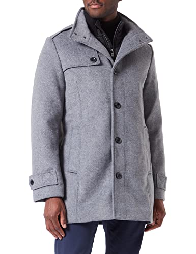 TOM TAILOR Męskie Płaszcz wełniany z kurtką wewnętrzną 1033645, 13125 - Mid Grey Wool Jacket Structure, L