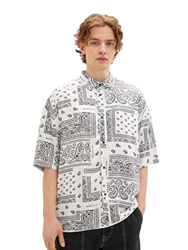 TOM TAILOR Denim Koszula męska 1036257, 31856-White Big Paisley, rozmiar M, 31856 - White Big Paisley Print, M