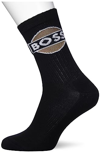 BOSS Męskie QS Rib Badge CC Short Socks, czarne, 43-46, czarny, 46 EU