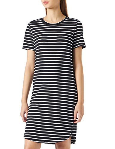 Noisy May Damska sukienka Nmsimma S/S S, Czarny/paski: Jasna biel, M