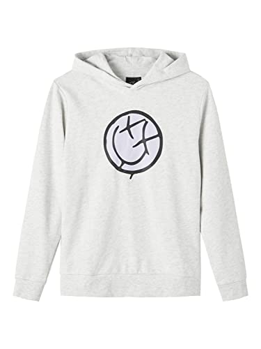NAME IT Bluza chłopięca Nlmfellow Ls Sweat W. Hood, jasnoszary melanżowy, 134-140