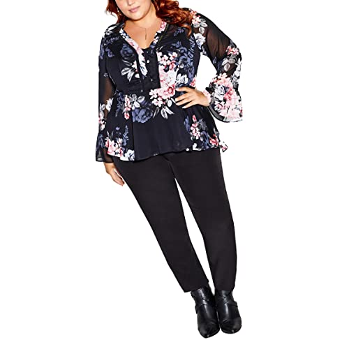 CITY CHIC Damska koszula plus size top Madelyn, Magnetyzujący Fl, 40-Du?e rozmiary