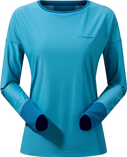 Berghaus Nesna Long Sleeve Wicking Crew Baselayer T-Shirt Damski, Zatoka Navagio/Port Morski, 18