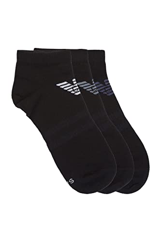 Emporio Armani Męskie skarpety do sneakersów na co dzień, 3-pak, Czarny/czarny/czarny, Small