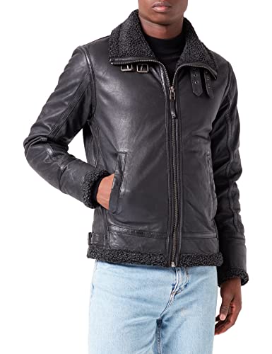 Freaky Nation Męska kurtka skórzana Pilot Boy-FN (Black/Anthra), S