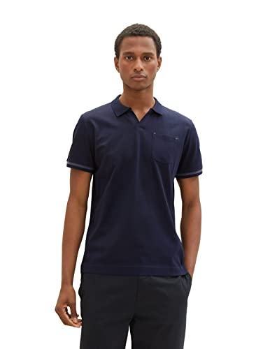 TOM TAILOR Męska koszulka polo z kieszenią na piersi, 10668 - Sky Captain Blue, S