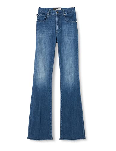 Love Moschino Damskie Spodnie Casual, M Niebieski Denim, 26