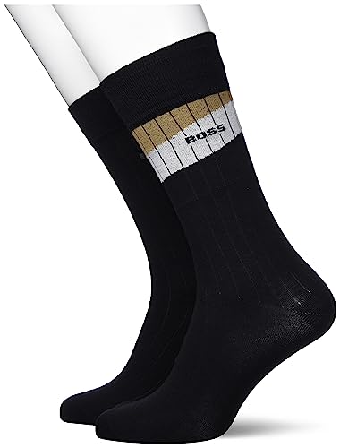 BOSS Męskie 2P RS Rib Diag CC Regular Socks, czarne, 40-46, czarny, 46 EU