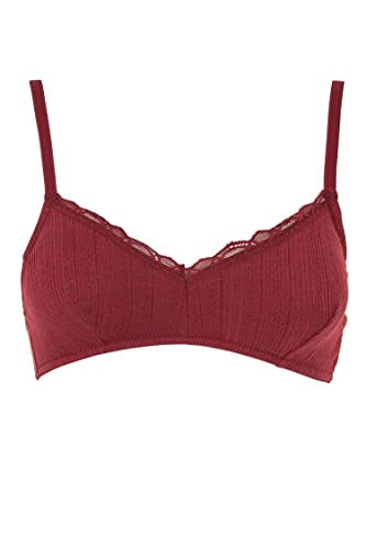 DeFacto Bralette koronkowy biustonosz damski – miękki i oddychający biustonosz (bordowy melanż, 90/C), Bordo melanż, 90C