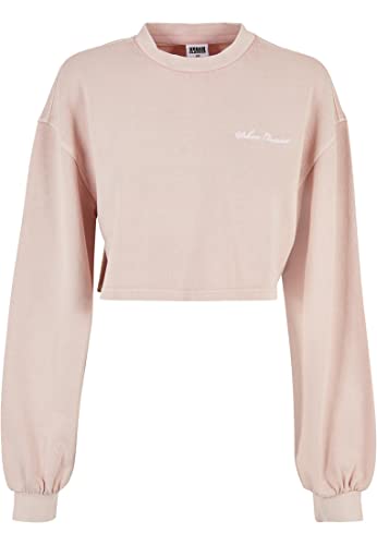 Urban Classics Damska bluza damska Cropped Small Embroidery Terry Crewneck, Rosa, XXL