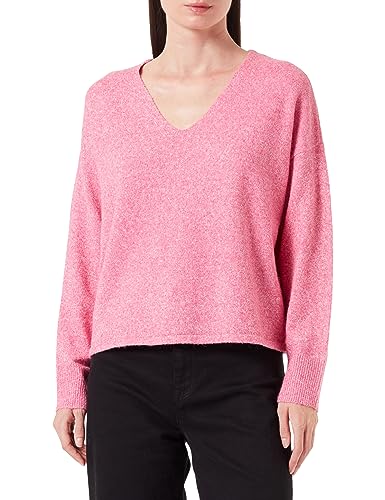 VERO MODA Damski sweter z dzianiny VMDOFFY LS V-Neck Blouse GA NOOS, fuksja purple/szczegóły: melanż, M