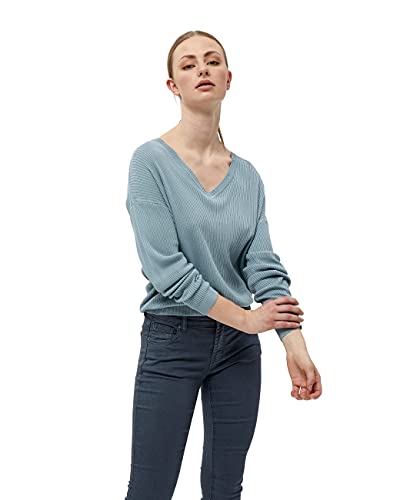 DESIRES Damski sweter Gejsha Rib niebieski | jesienny sweter rozmiar XL sweter z dekoltem w serek, 2251 Slate Blue, L