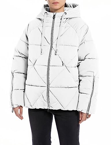 Replay Damska kurtka zimowa oversize, 412 masło białe, S