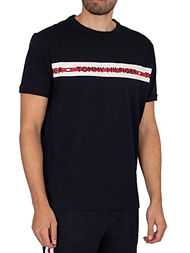 Tommy Hilfiger Koszulka męska Lounge markowa, niebieska, Pustynne niebo, XL