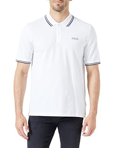 bugatti Męska koszula polo, 8150-35081, biała-10, regularna, biały-10, S