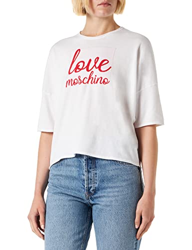 Love Moschino Damski top oversize, z krótkim rękawem, biały (Optical White), 42 (DE), optical white, 42