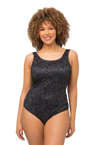 Ulla Popken Damski kostium kąpielowy Softline Dg o wyglądzie kamienia, Alice, czarny, 54-56 Große Größen