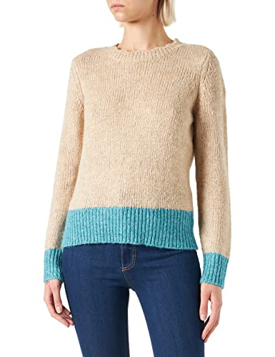 ONLY Onlmella L/S Contrast Bf KNT sweter damski, Pumice Stone/Szczegóły: melanż/Capri Breeze Melange, S