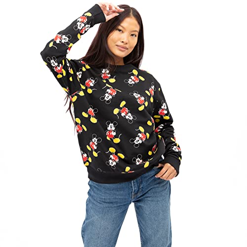 Disney Damska bluza klasyczna AOP, Czarny, 38