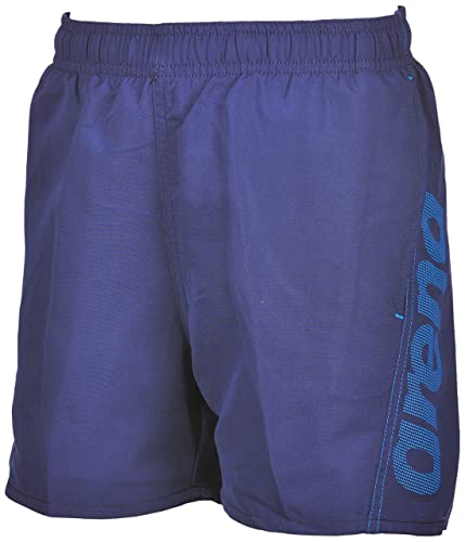 ARENA Fundamentals Logo JR Boxer R Swim Trunks, Navy-Turquoise, 14-15 Boy's, Navy-turquoise