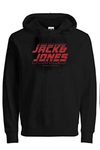 Jack & Jones Junior Chłopięca bluza z kapturem Jcoelliot Sweat Hood FST Jnr, czarny, 128
