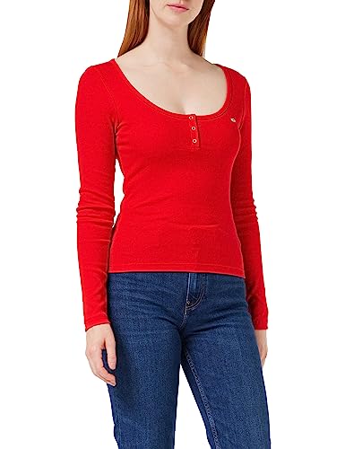 Tommy Jeans Topy z dzianiny L/S, Głęboki karmazynowy, XS