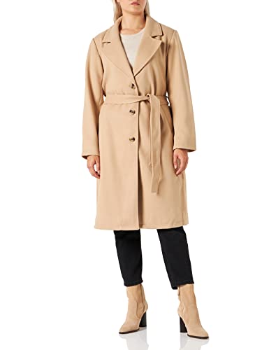 Vila Damska kurtka trencz VIPOKO Long Belt Coat-NOOS, Sezame, 36, sesame