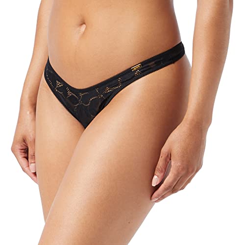 Gossard Glossies Lotus 19006 koronkowe stringi damskie, Czarny, XL