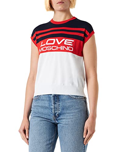 Love Moschino Damski tank top bez rękawów, biały czerwony (biało-czerwony niebieski), 48, White Red Blue, 48