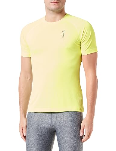 Champion Athletic C-Tech-S-s Crewneck T-Shirt Męski, Giallo Fluorescente/Nero, M