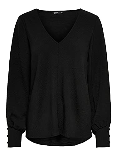 ONLY Koszulka damska Onlmette Uma L/S Top Noos Wvn, czarny, XS
