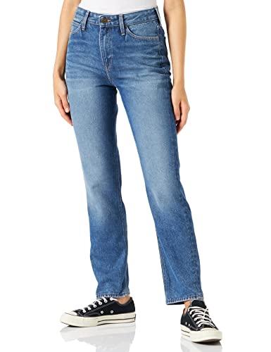 Lee Dżinsy damskie Mom Straight, Niebieski (noszony w Luther Et), 26W / 33L