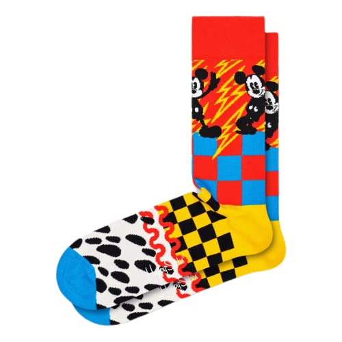 Happy Socks Disney Mickey-Time, kolorowe i zabawne, Skarpety dla kobiet i mężczyzn, Czerwony (41-46)