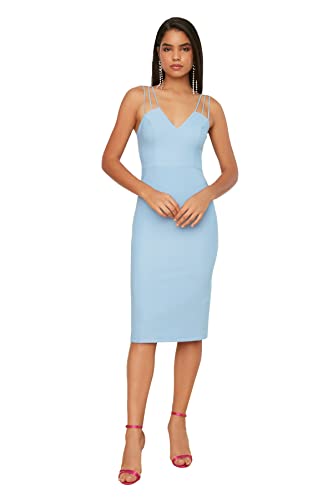 Trendyol Damska sukienka na ramionach, szczegółowa, niebieska, 38