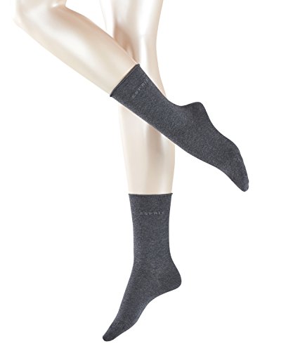 ESPRIT Kobiety Skarpety Basic Pure 2-Pack W SO Bawełna jednokolorowe 2 Pak, Szary (Anthracite Melange 3080), 39-42