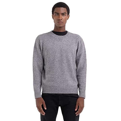Replay Sweter męski Relaxed Fit, M06 Medium Grey Melange, XL